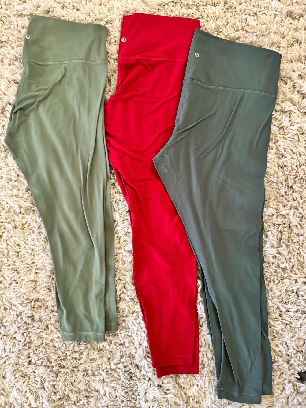 lululemon athletica Red, Olive Green, and sage green LeggingSet. Three in total. - Picture 6 of 6